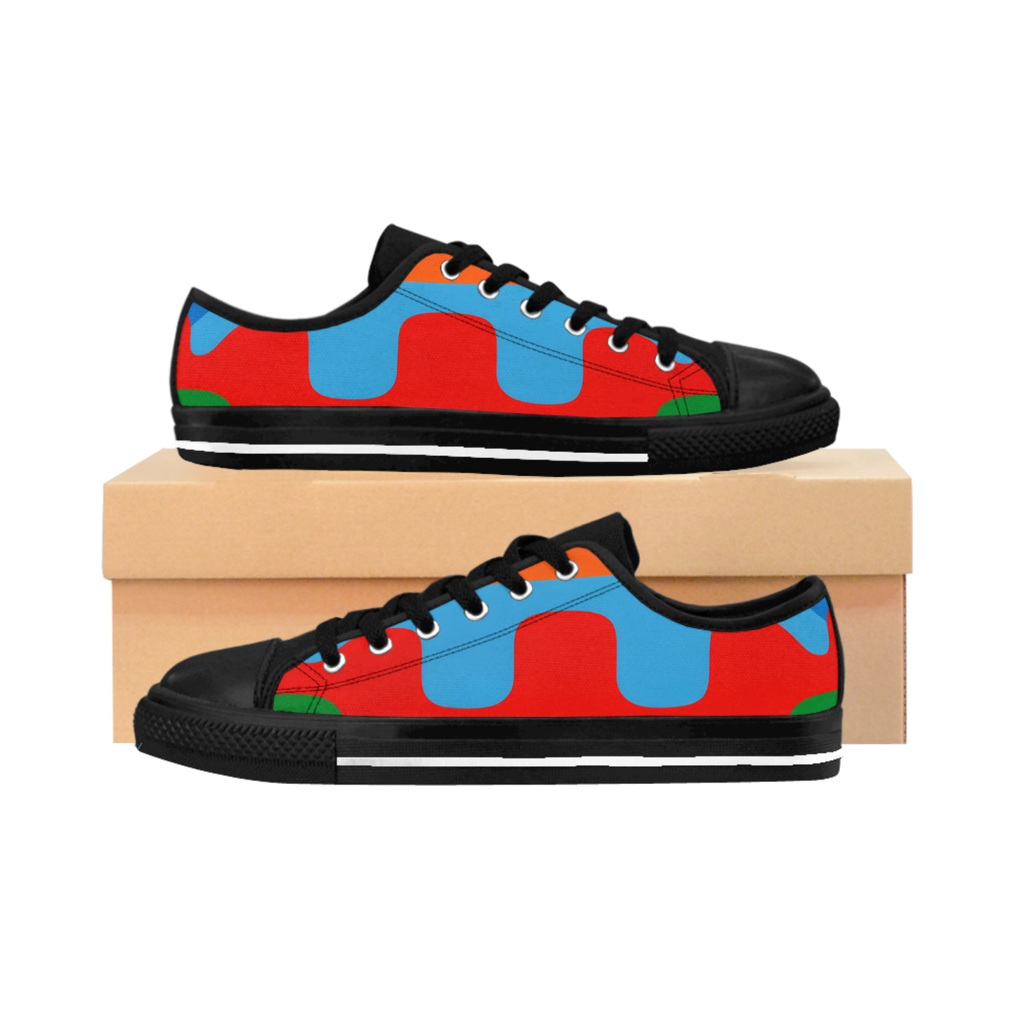 Colorful Wave Pattern Women's Sneakers — Bright Retro Casual Shoes