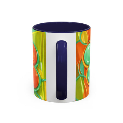 Retro Orange & Teal Flower Pattern Mug | Accent Coffee Mug