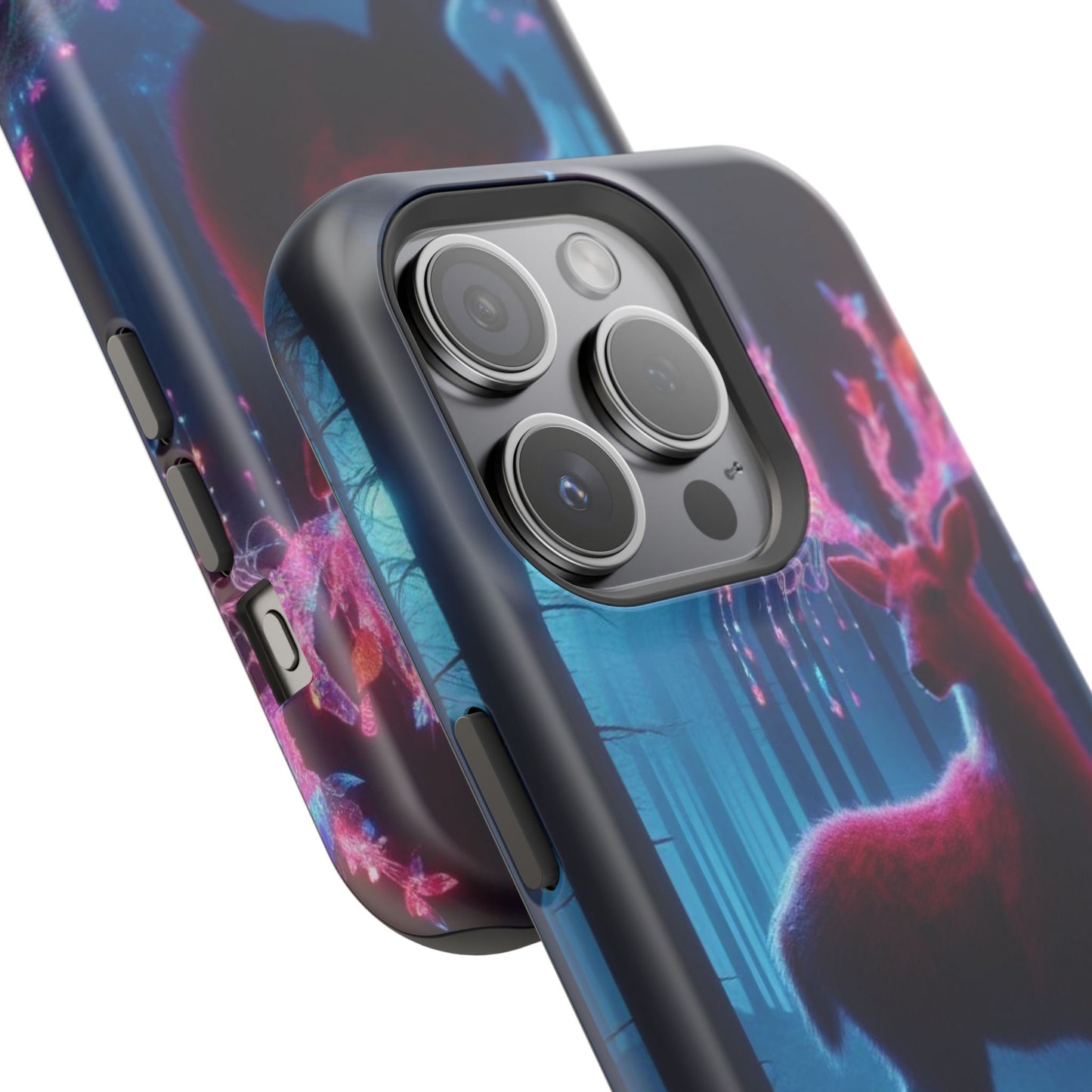 Magnetic Impact-Resistant Phone Case — Neon Fantasy Deer Forest Design