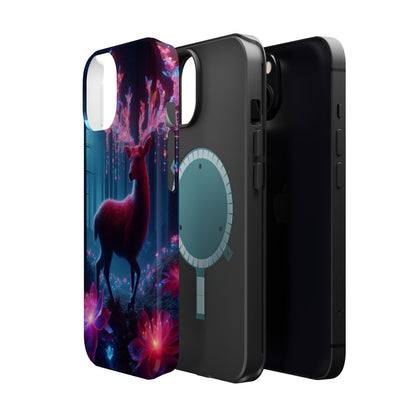 Magnetic Impact-Resistant Phone Case — Neon Fantasy Deer Forest Design
