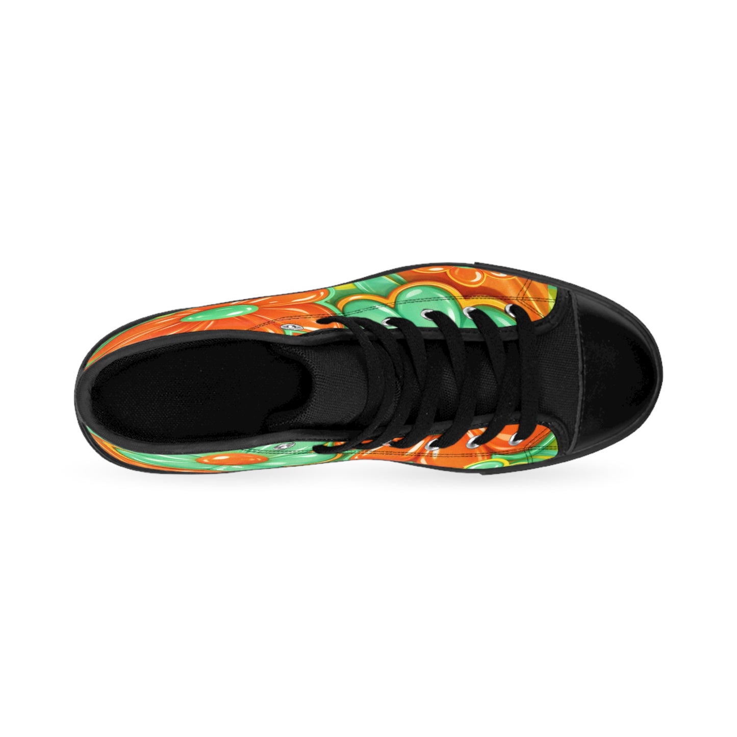 Vibrant 60s Mod Psychedelic Floral High Top Sneakers | Retro Flower Power Canvas Shoes