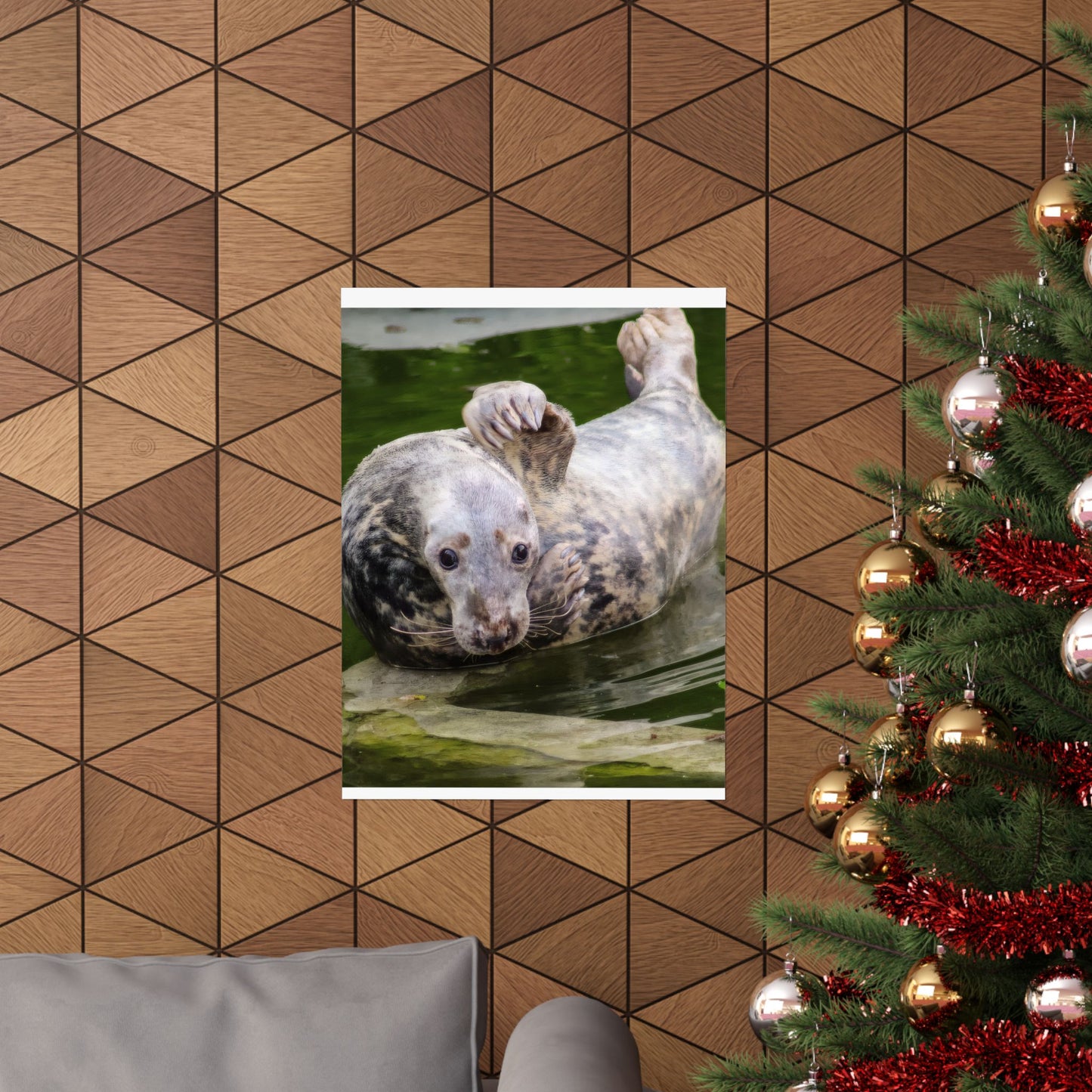 Funny Harbor Seal Poster, Playful Marine Life Wall Art, Cute Animal Zen Decor, Quirky Wildlife Photography, Archival Matte Print Wall Art