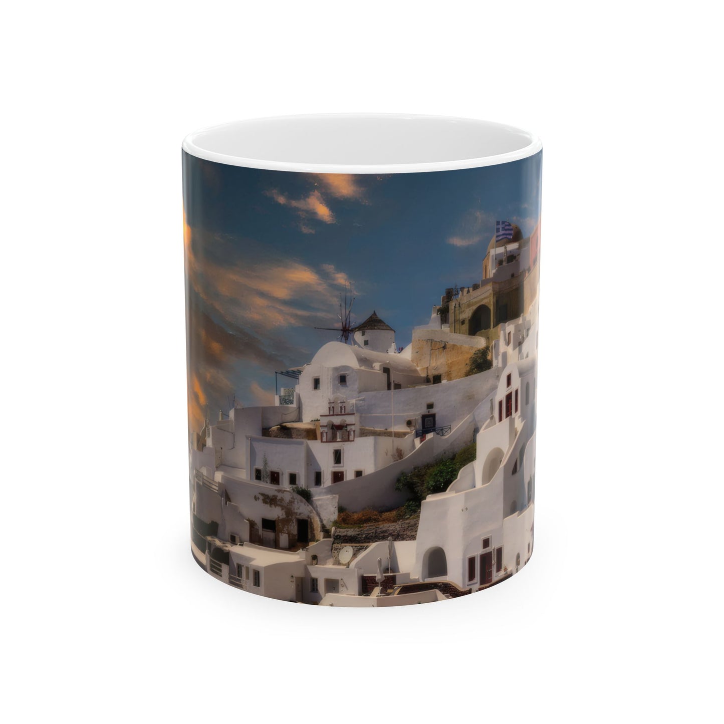 Santorini Sunset Mug, Oia Greece Coffee Cup, Mediterranean Architecture Travel Gift, Greek Island Home Decor, Aesthetic Santorini Souvenir