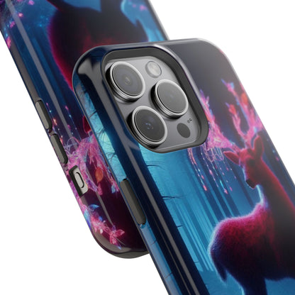 Magnetic Impact-Resistant Phone Case — Neon Fantasy Deer Forest Design