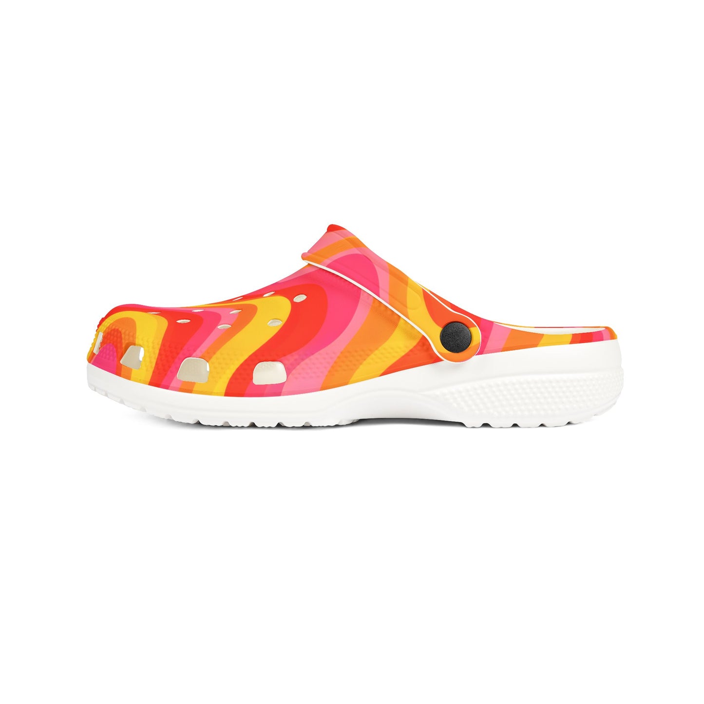 Retro Wave EVA Foam Clogs — Colorful Orange Pink Swirl Slip‑Ons