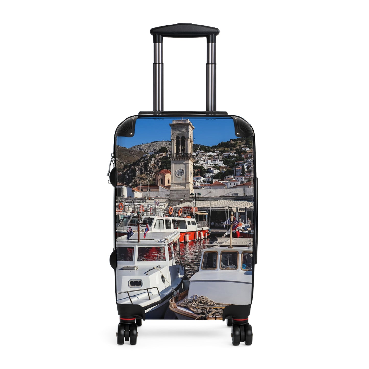 Hydra Greece Photo Suitcase | Travel Luggage with Coastal Marina Print