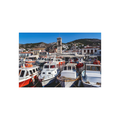 Hydra Island Greece Poster — Mediterranean Harbor Wall Art