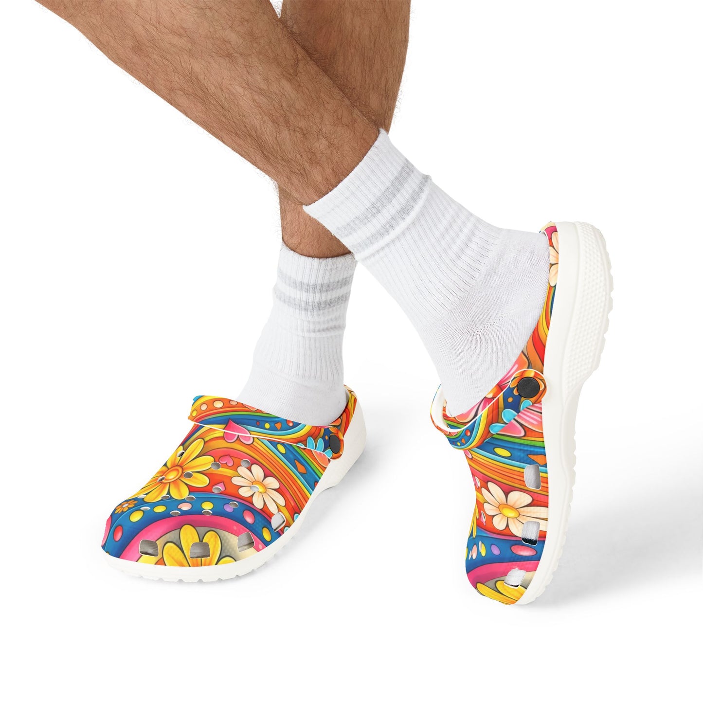 Colorful Floral Clogs — Vibrant Daisy EVA Foam Slip-On Shoes