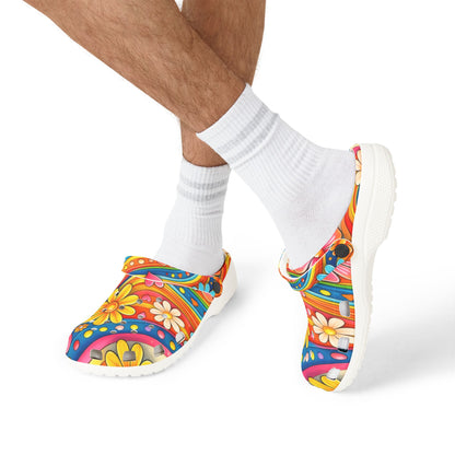 Colorful Floral Clogs — Vibrant Daisy EVA Foam Slip-On Shoes