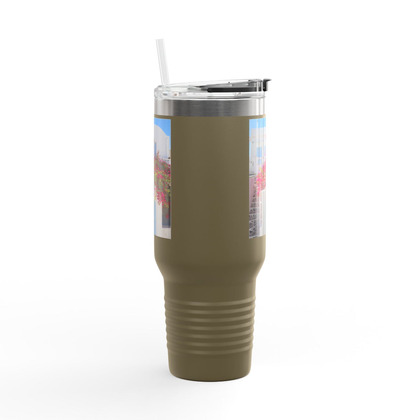 Santorini Blue Door Photo Travel Mug 40oz Insulated Tumbler