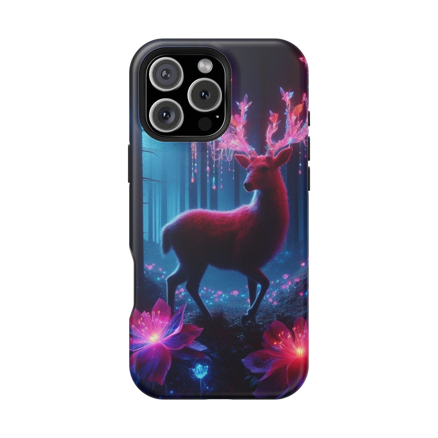 Magnetic Impact-Resistant Phone Case — Neon Fantasy Deer Forest Design
