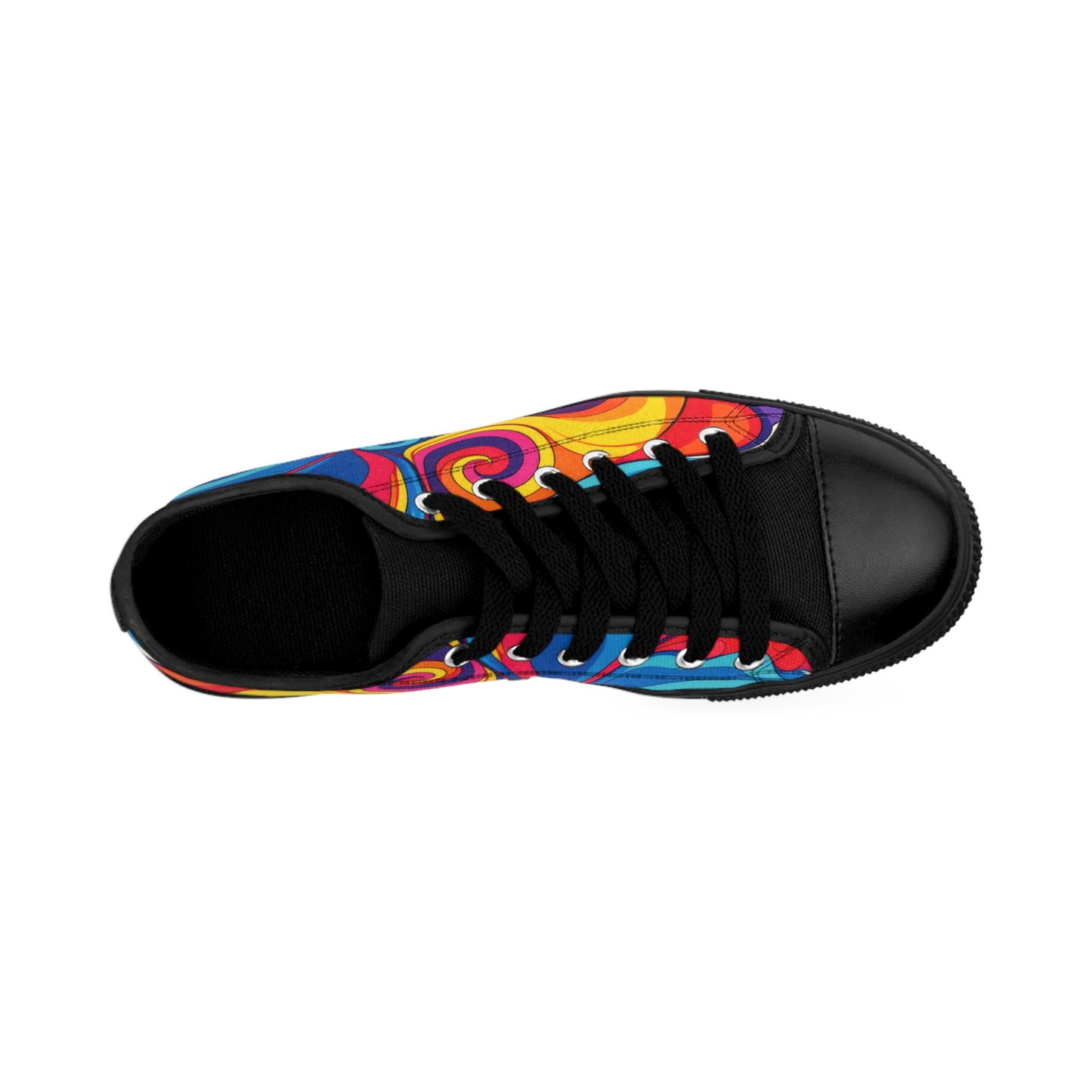 Women's Colorful Swirl Sneakers — Vibrant Psychedelic Low-Top Shoes