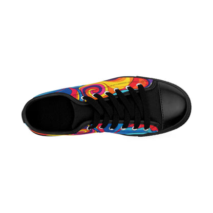 Women's Colorful Swirl Sneakers — Vibrant Psychedelic Low-Top Shoes