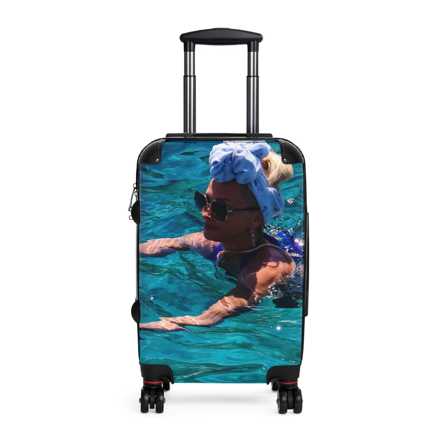 Luxury Antipaxos Greece Suitcase - Woman Swimming in Turquoise Water - Aesthetic Travel Luggage - Unique Greek Island Wanderlust Gift