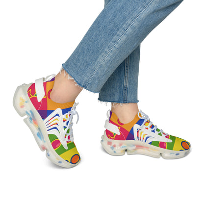 Colorful Pop Art Women's Mesh Sneakers — Retro Sunglasses Pattern