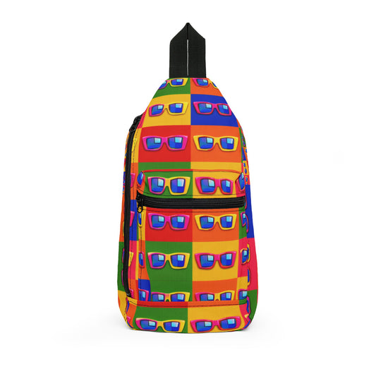 Colorful Retro Cassette Sling Bag — Vintage 80s Music Pattern Crossbody