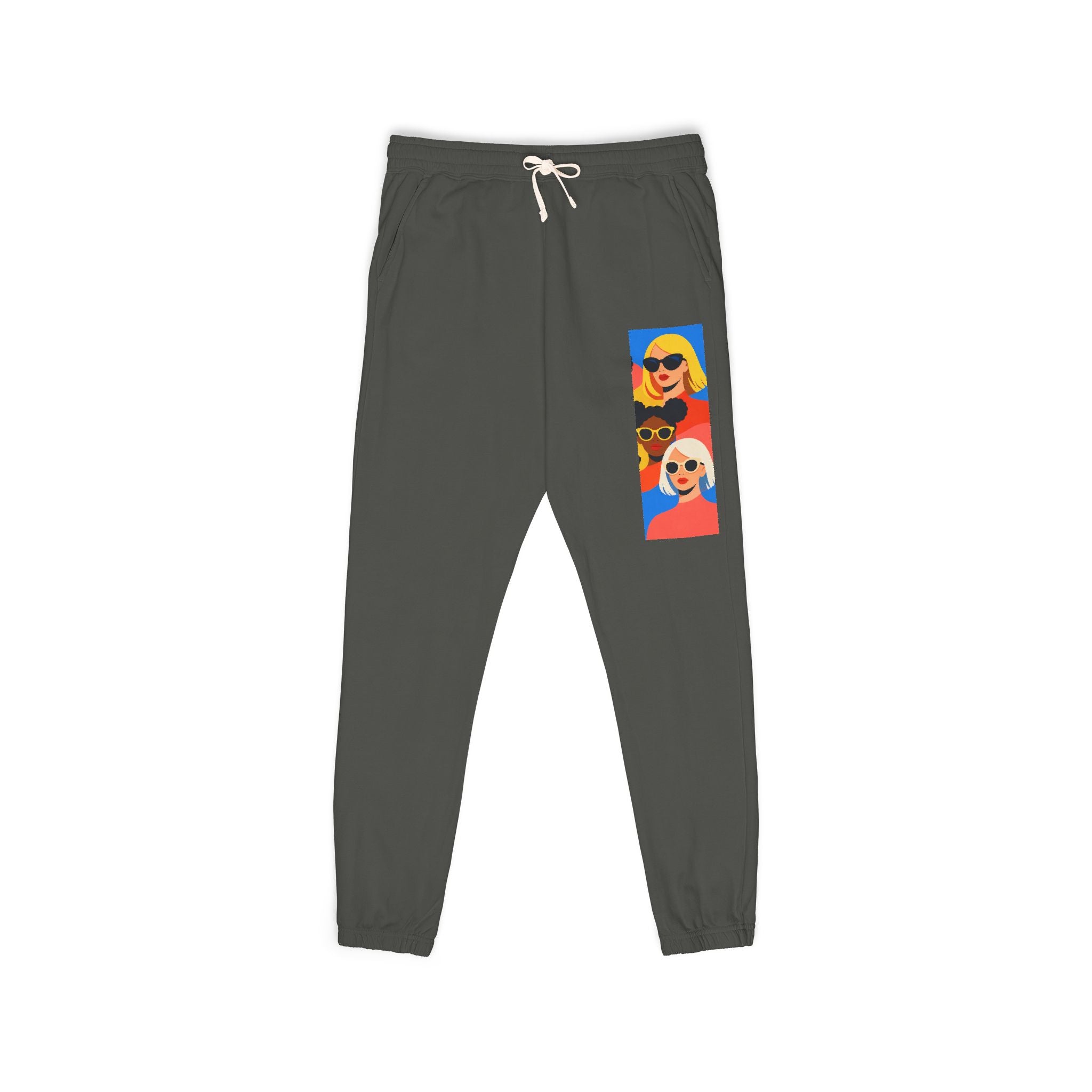 Colorful Retro Portrait Sweatpants — Vibrant Pop Art Side Print