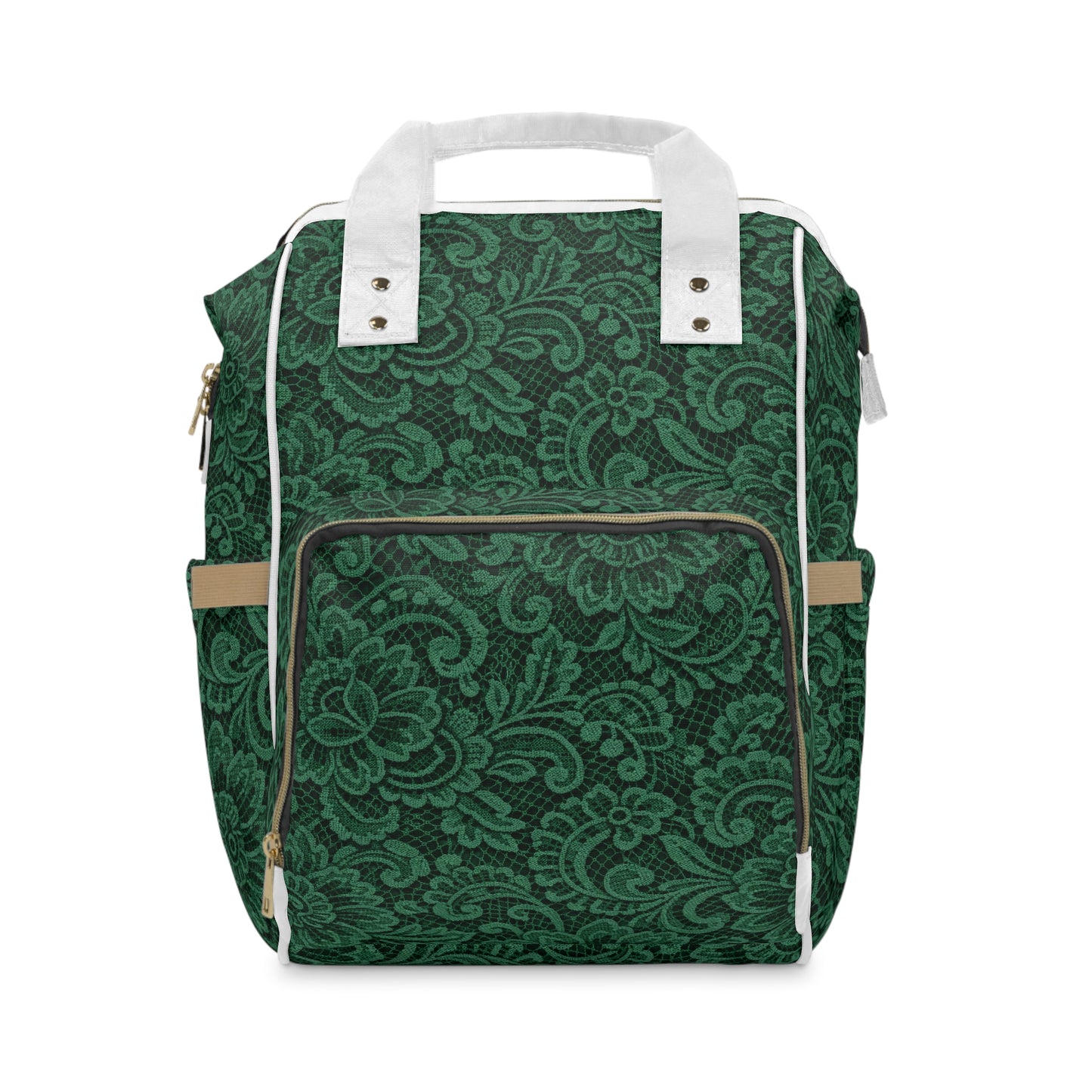 Green Paisley Diaper Backpack — Multifunctional Mom & Baby Organizer