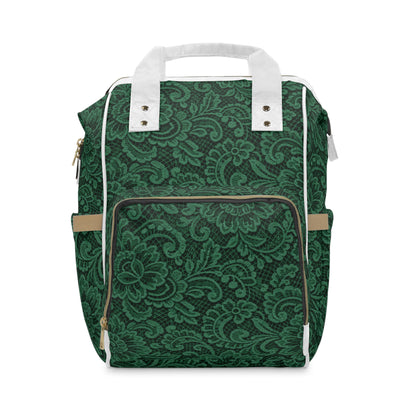 Green Paisley Diaper Backpack — Multifunctional Mom & Baby Organizer