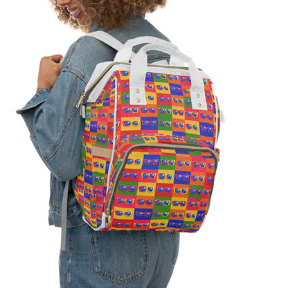 Colorful Sunglasses Pattern Diaper Backpack — Multifunctional Baby Travel Bag