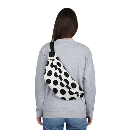 Polka Dot Large Fanny Pack — Retro Black & White Waist Bag