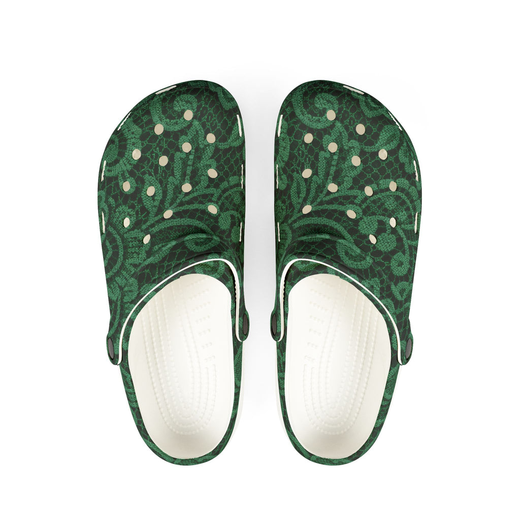 Emerald Paisley Lace Clogs