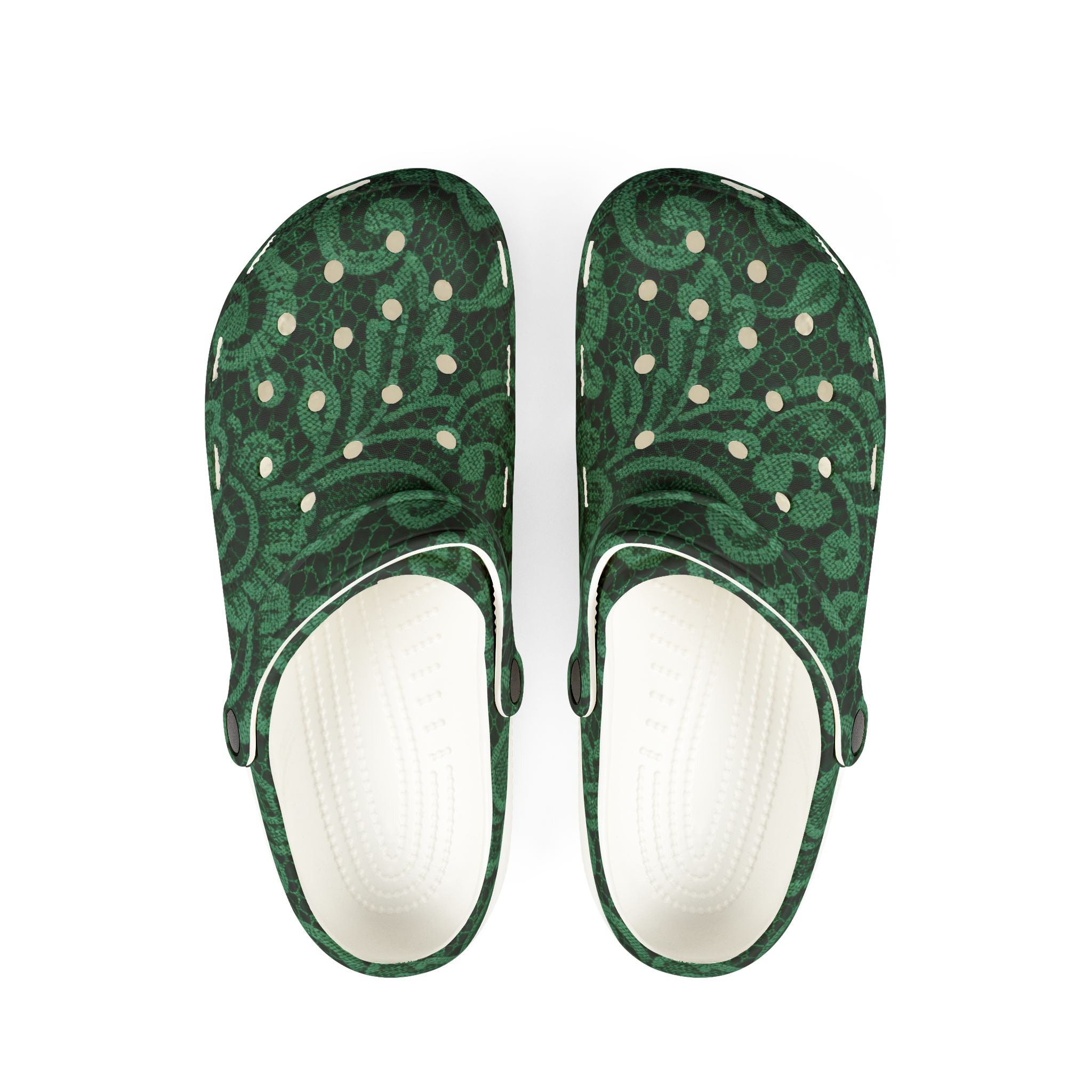 Emerald Paisley Lace Clogs