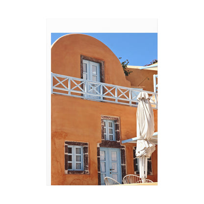 Oia Santorini Orange Facade Canvas — Mediterranean Terracotta Matte Wall Art