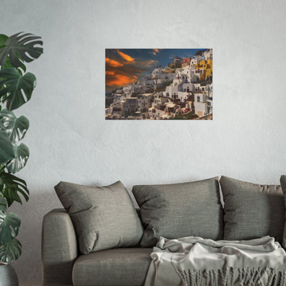 Santorini Sunset Dreams Satin  Poster