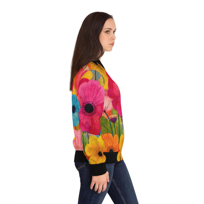 Floral Meadow Bomber Jacket - Bright Wildflower All-Over Print