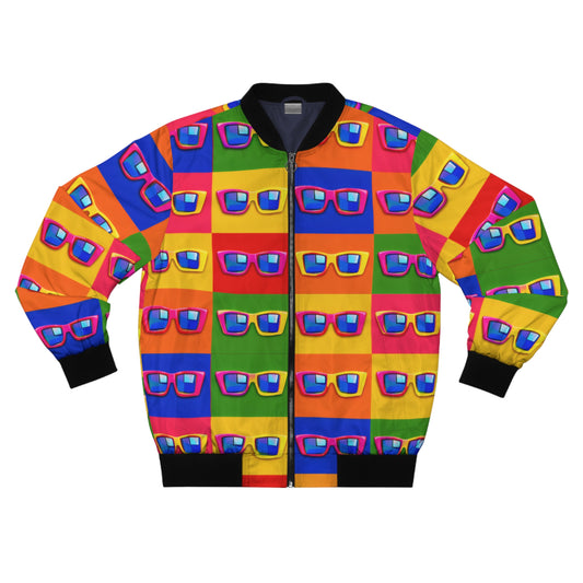 Colorful Retro Sunglasses Pattern Bomber Jacket