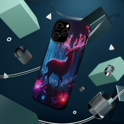 Magnetic Impact-Resistant Phone Case — Neon Fantasy Deer Forest Design