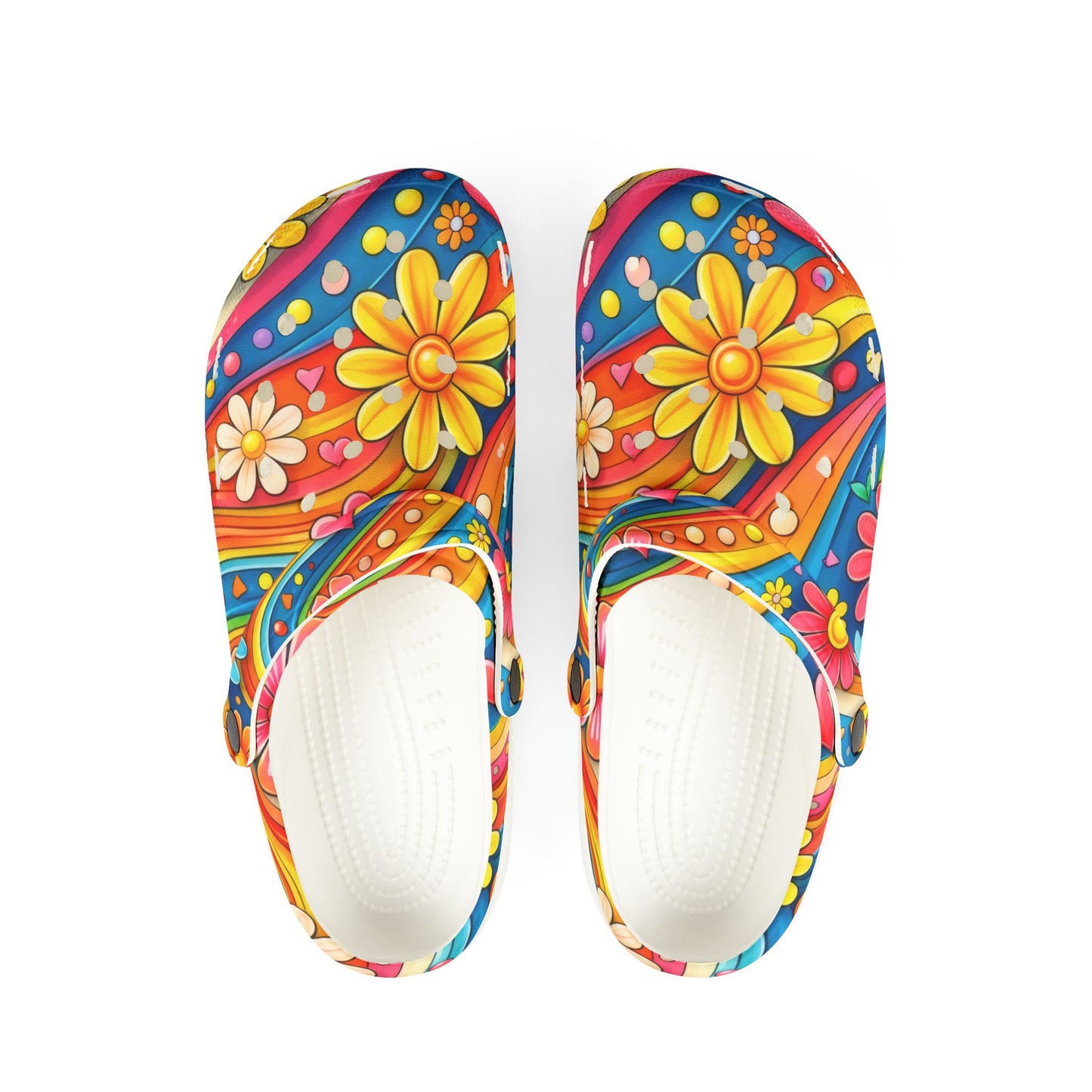Colorful Floral Clogs — Vibrant Daisy EVA Foam Slip-On Shoes