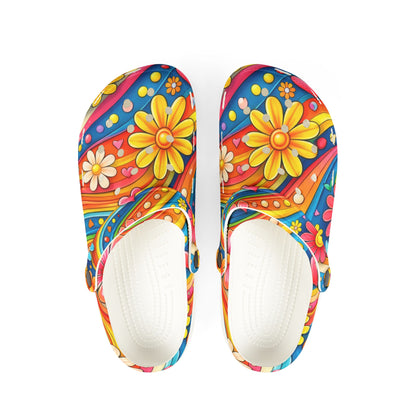 Colorful Floral Clogs — Vibrant Daisy EVA Foam Slip-On Shoes