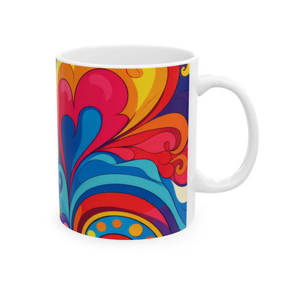 Psychedelic Swirl Ceramic Mug — Colorful Retro Floral 11oz & 15oz