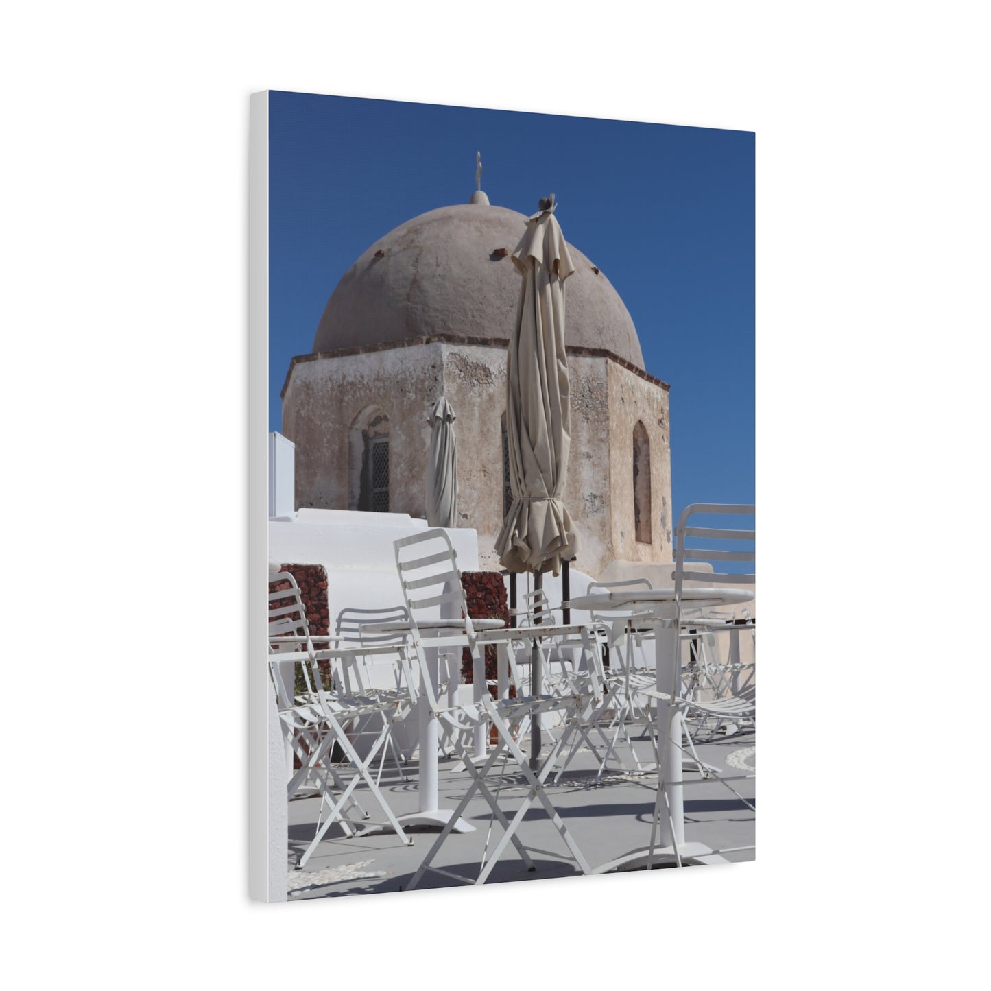 Santorini Dome Photography Matte Canvas