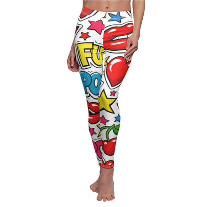 Pop Art Heart & Lips Leggings — Fun Comic Print Women's Leggings