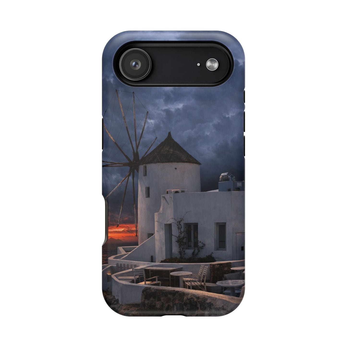 Santorini Windmill Sunset phone case | Magnetic impact-resistant case Greek Island Travel Gift