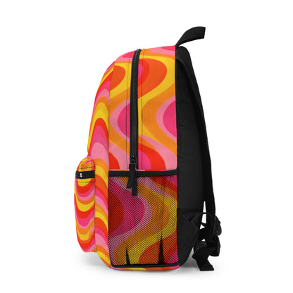 Retro Wave Backpack — Bright 70s Wavy Pattern School & Travel Bag