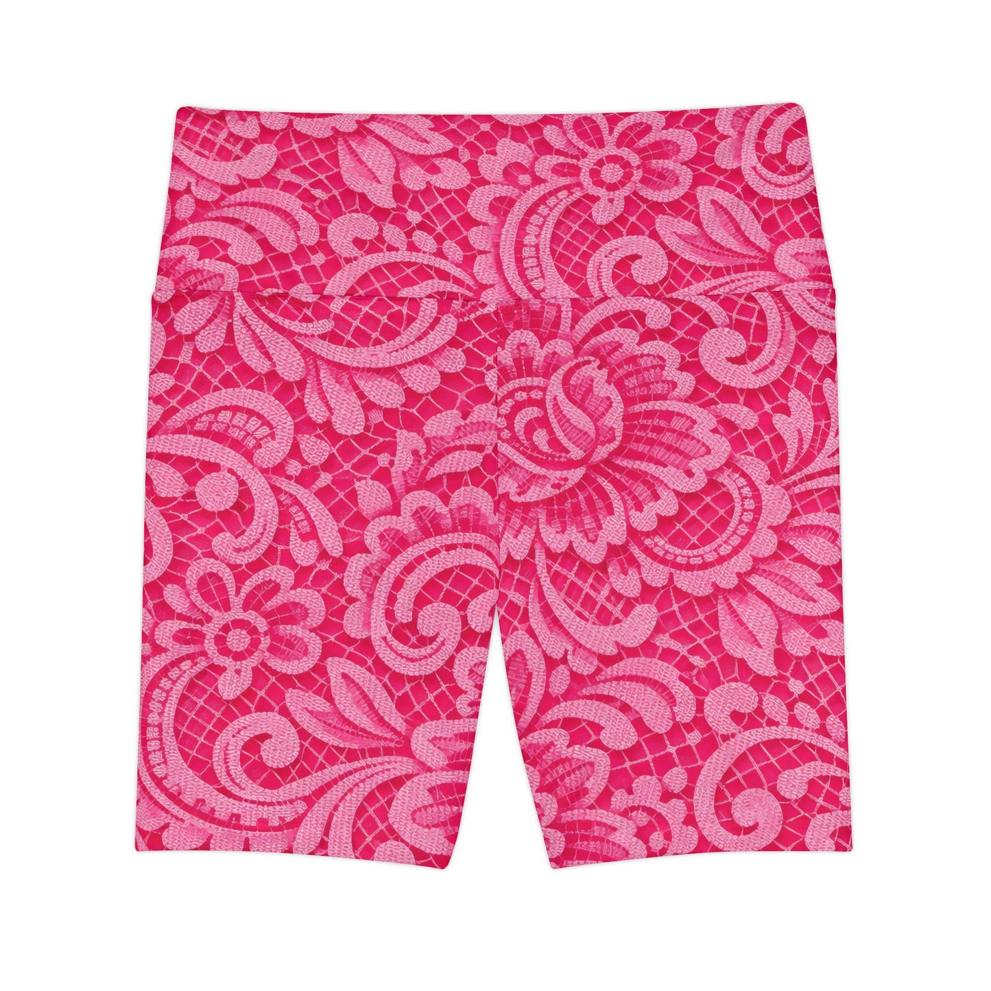 Floral Pink Women's Workout Shorts — High-Waist Athletic Biker Shorts