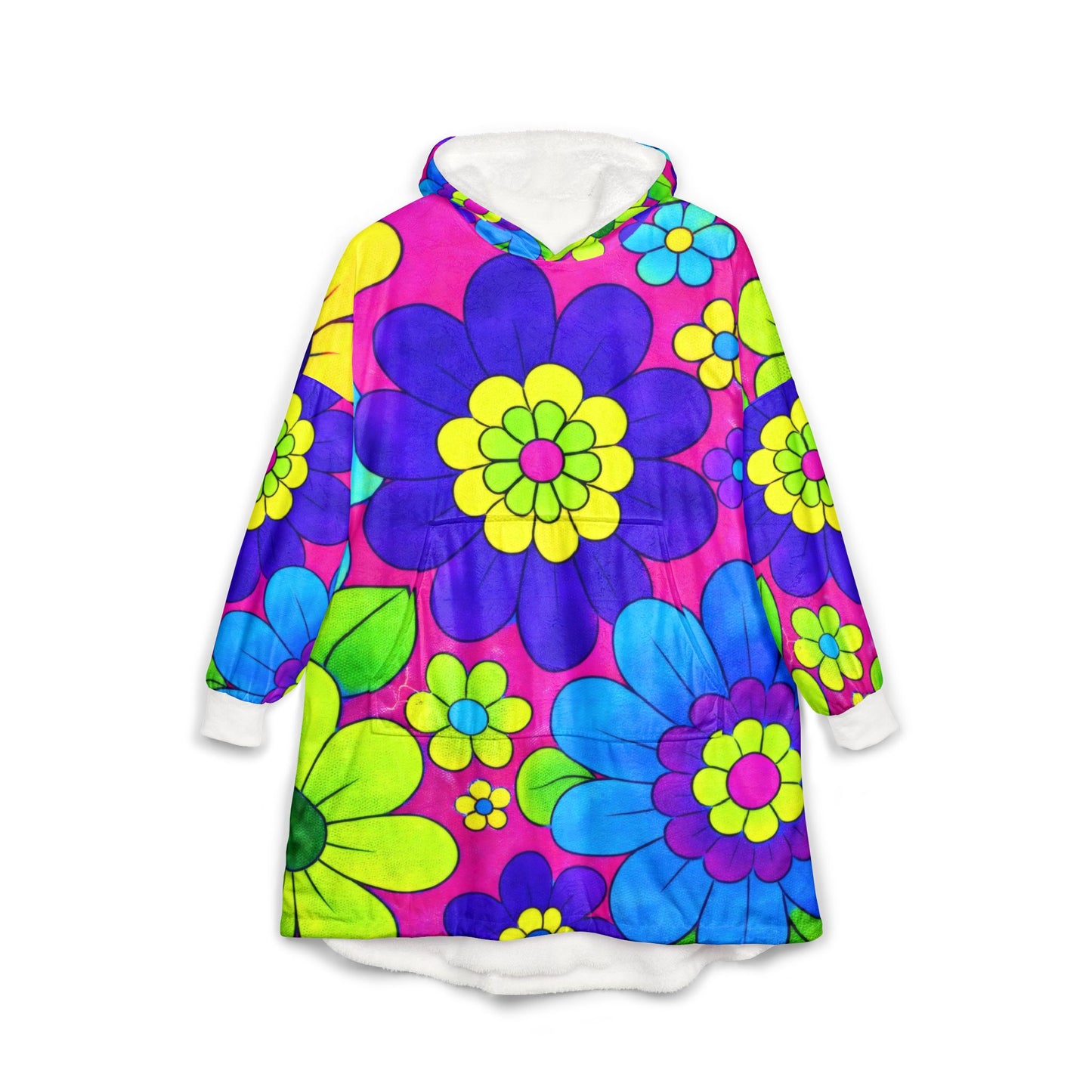 Floral Psychedelic Hoodie — Bright Retro Flower Power Throw