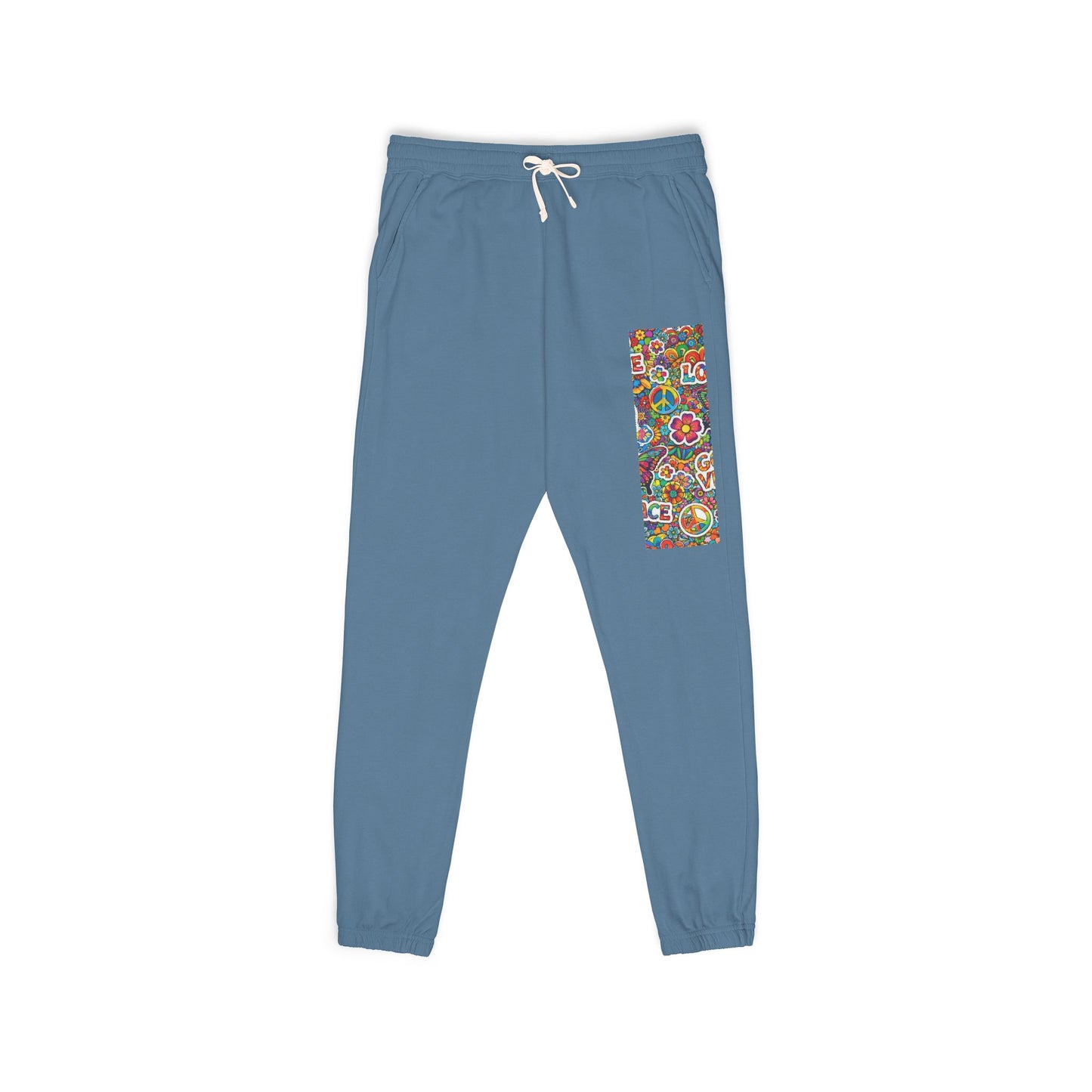 Hippie Peace Love Floral Print Men's Joggers