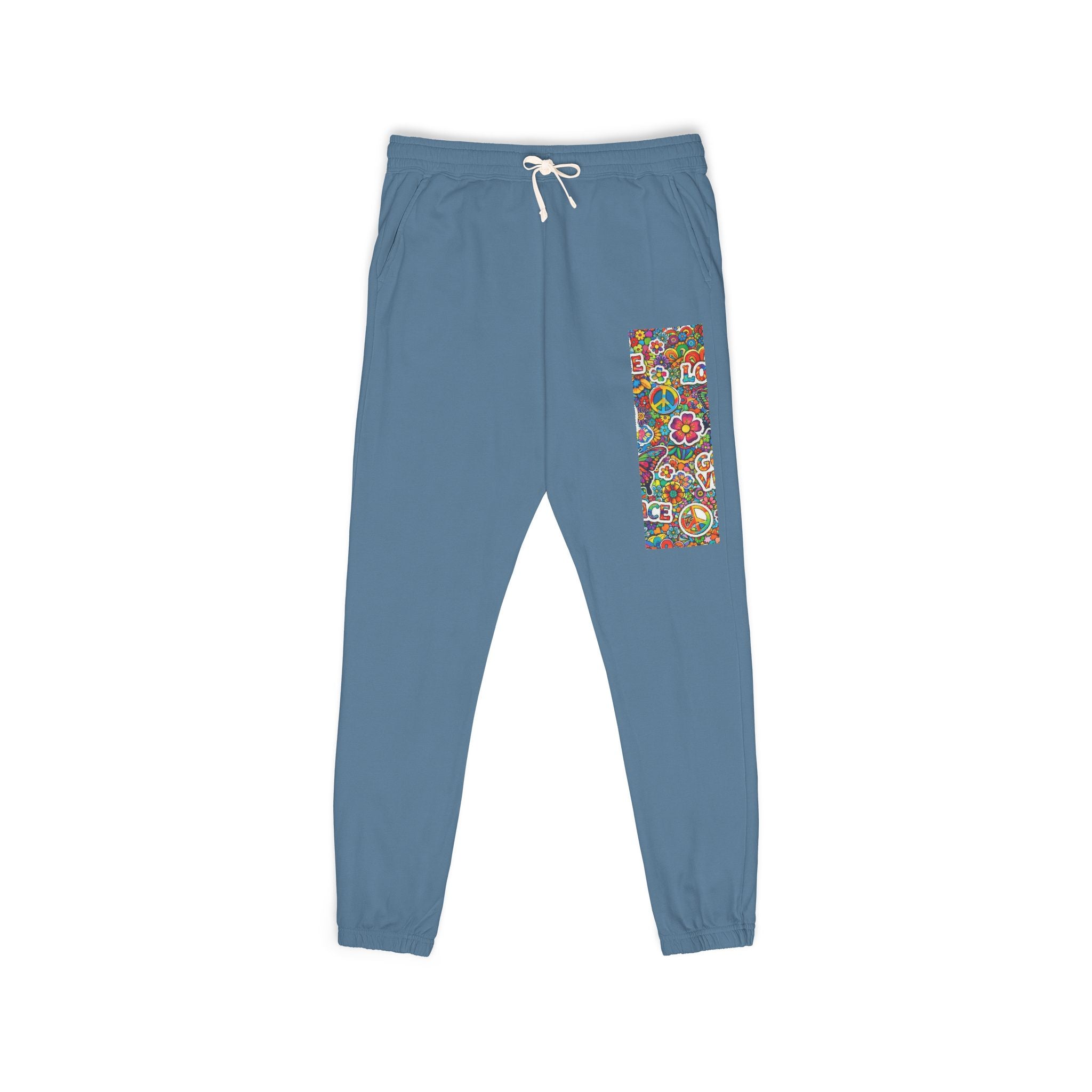 Floral Mosaic Joggers — Colorful Patch Graphic Sweatpants