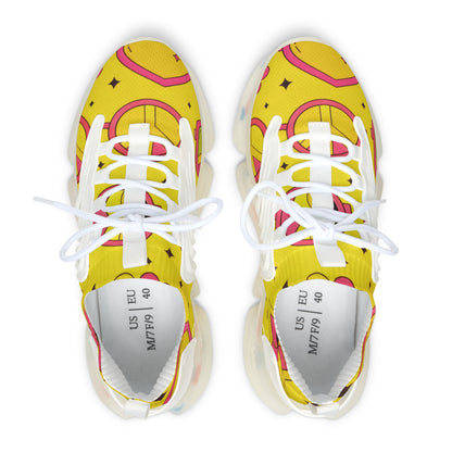Yellow Heart Flower Mesh Sneakers — Women’s Cute Patterned Athletic Shoes