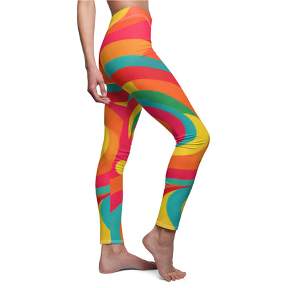 Psychedelic Swirl Leggings — Bright Retro Women's Casual Leggings