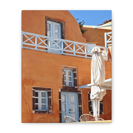 Santorini Orange Facade Canvas