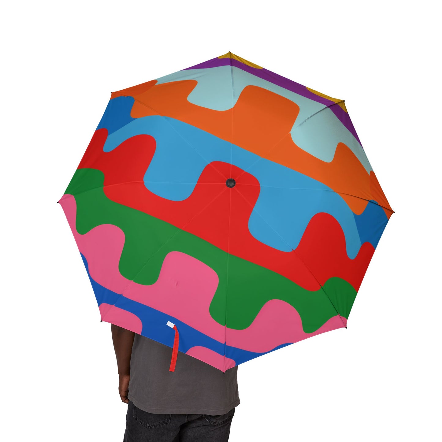 Colorful Abstract Wave Foldable Umbrella — Compact Semi-Automatic Rain Travel Umbrella