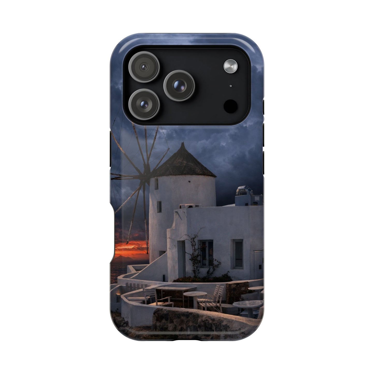 Santorini Windmill Sunset phone case | Magnetic impact-resistant case Greek Island Travel Gift