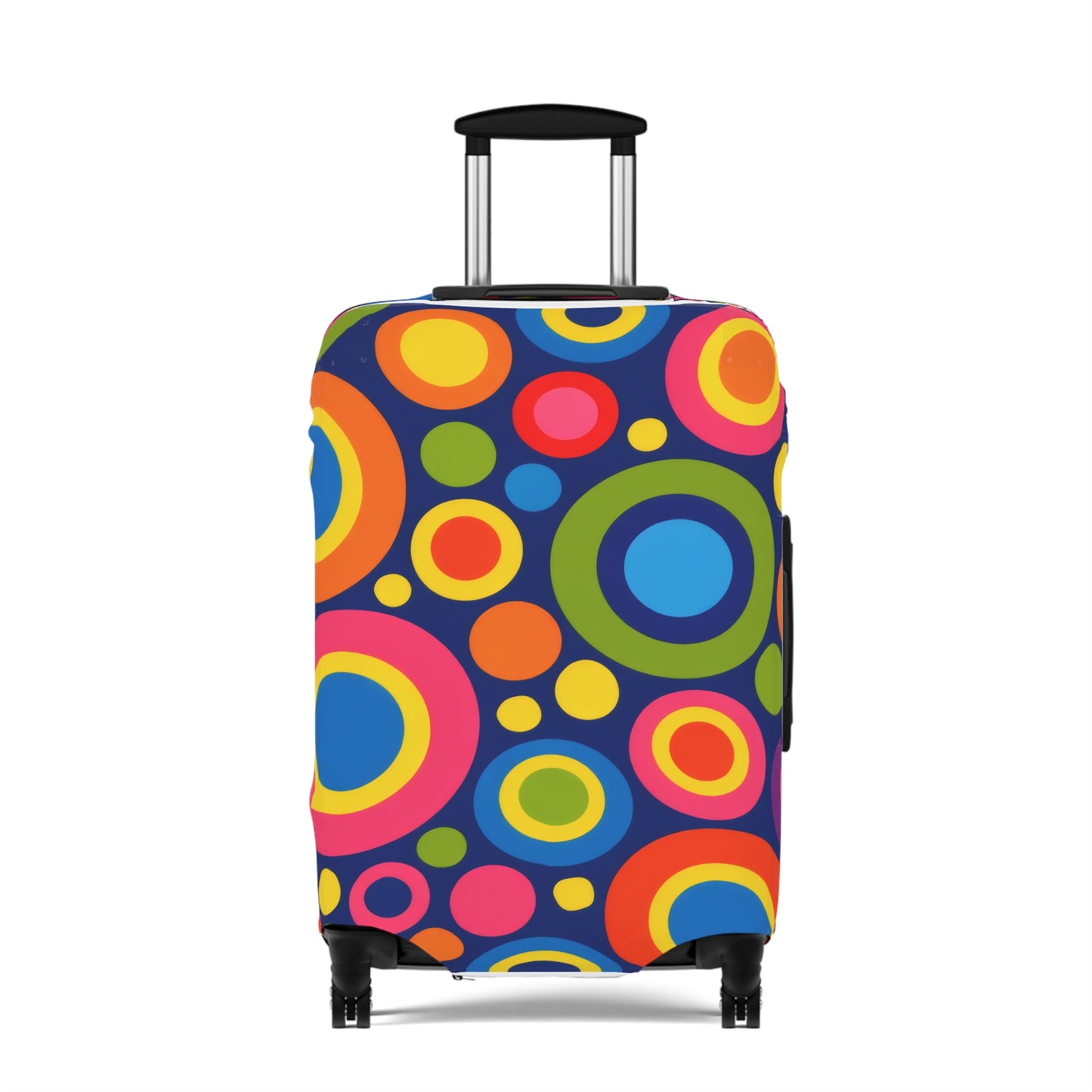 Colorful Retro Circles Luggage Cover — Bright Travel Suitcase Protector