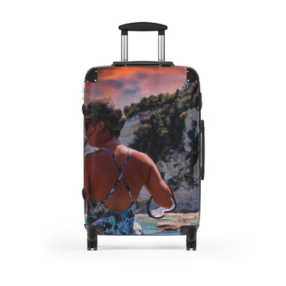 Luxury Antipaxos Greece Suitcase  Aesthetic Mediterranean Photography Luggage Unique Hard Shell Travel Bag  Greek Island Wanderlust Gift